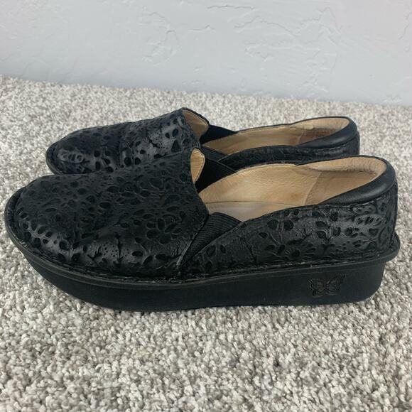 Alegria Debra Delicut Shoes Womens Size 8 8.5 Black Leather Clog Slip On - Picture 4 of 11